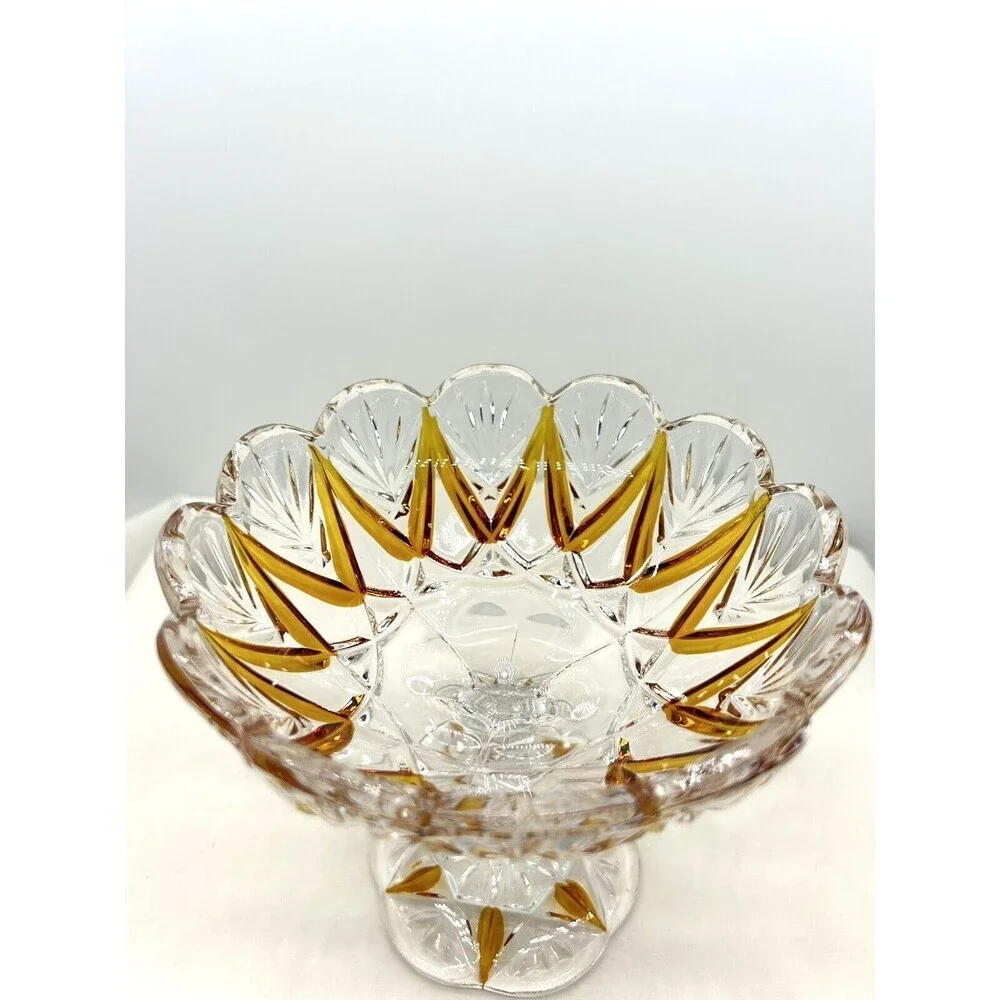 Vintage Heavy Brown Accents Glass Candy Dish Nut Bowl SKU449 - Picture 3 of 6
